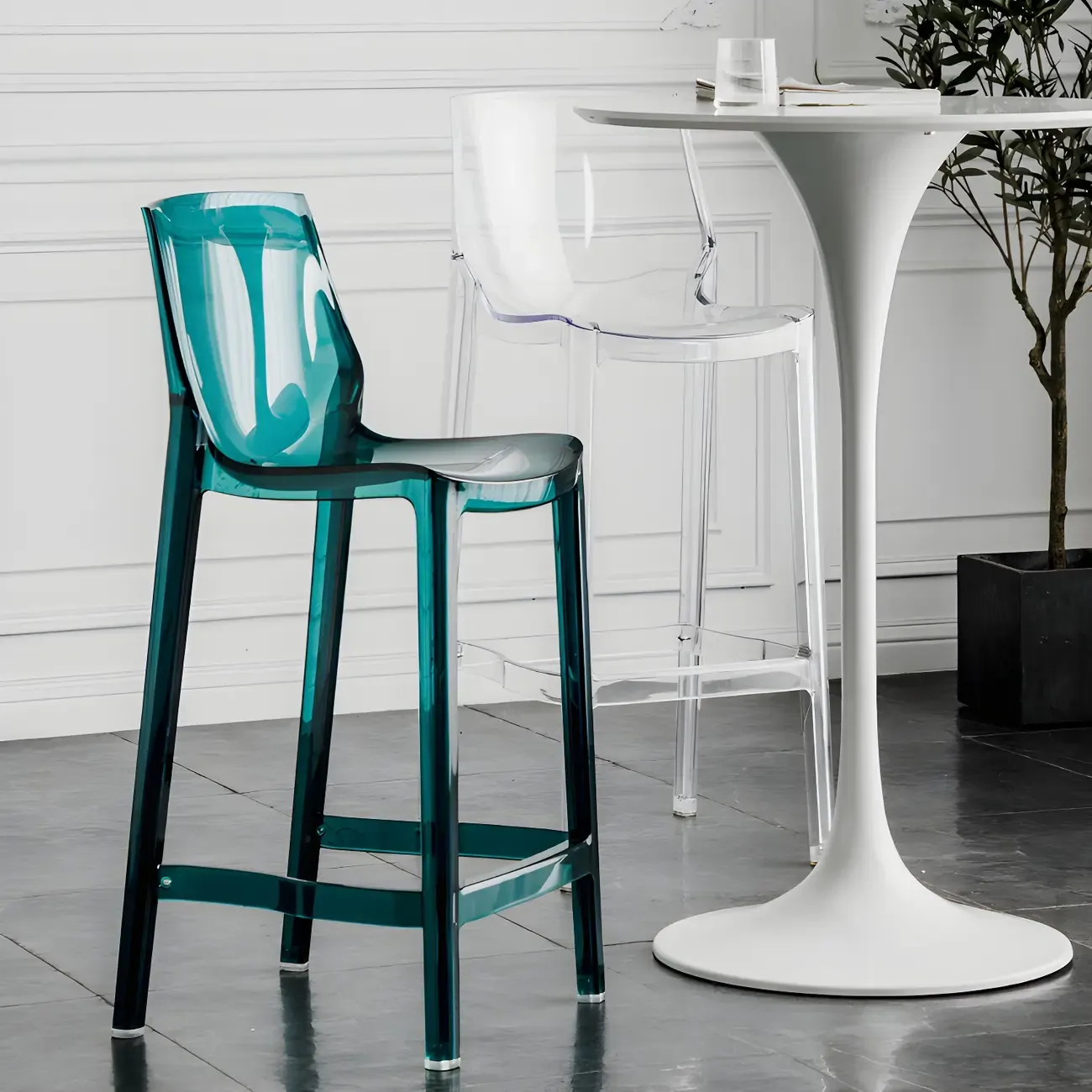 Modern Acrylic Transparent Chic Rectangle Durable Bar Stool