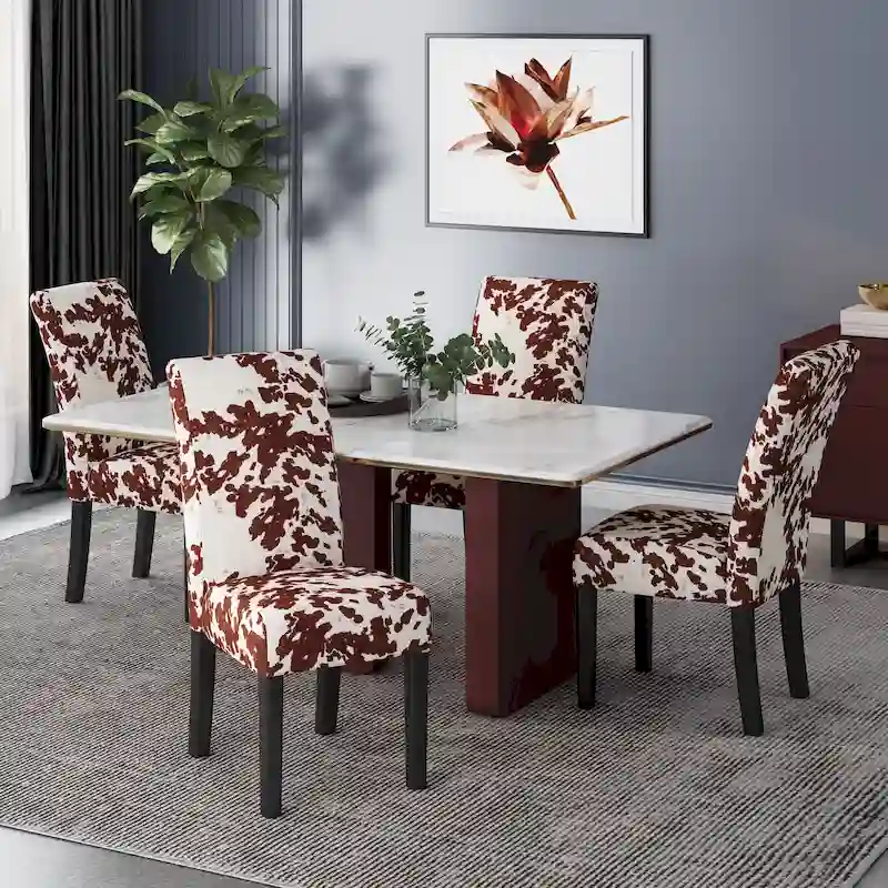 Pertica Patterned Upholstered Dining Chairs (Set of 4) by Christopher Knight Home