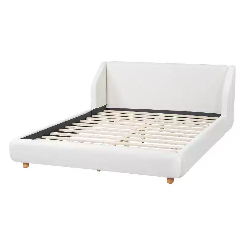Christopher Knight Home Sade Modern Wooden Boucl Upholstered Bed Frame with Extra-Wide Wingback Headboard