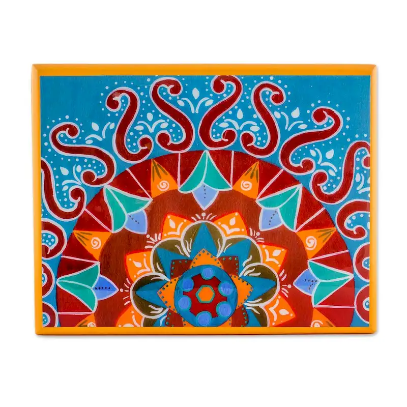 Novica Handmade Fruits Of The Sun Wood Tea Box