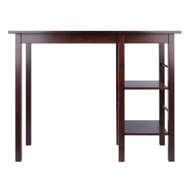 Egan Breakfast Kitchen Island with Shelves, Walnut - 45W x 19.7D x 36.2H