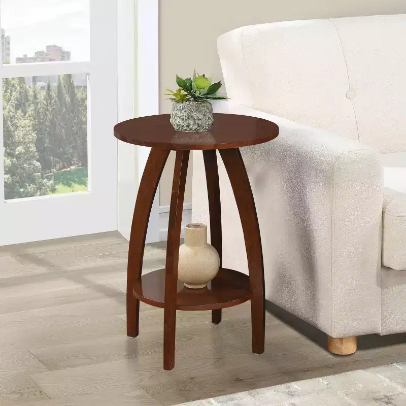 HomeStock Belmont End Table with Shelf Solid Wood Two-Tier Storage Scandinavian Modern Design Accent Furniture for Stylish Interiors
