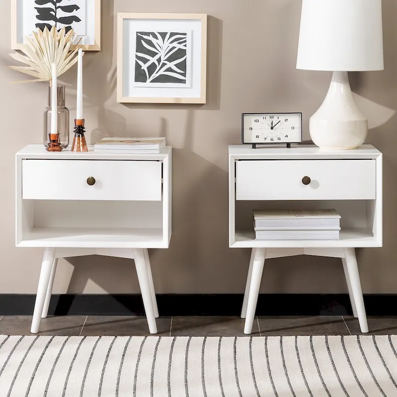 Middlebrook Mid-Century Solid Wood 1-Drawer Nightstand, Set of 2