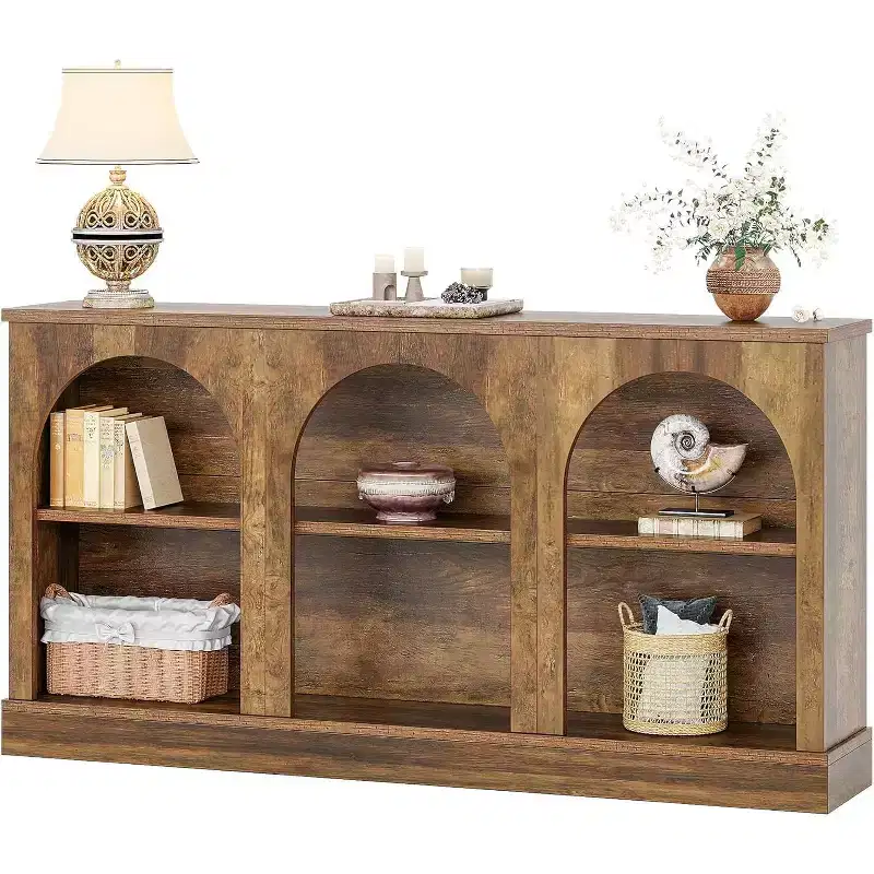 Lantine Farmhouse Console Table, 62.99-Inch Long Entryway Table with 3 Tier Storage