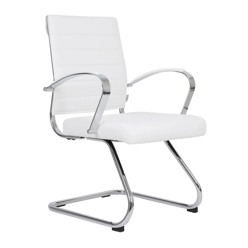 Leather Office Chair with Stainless Steel Sled Base Benmar Series by LeisureMod