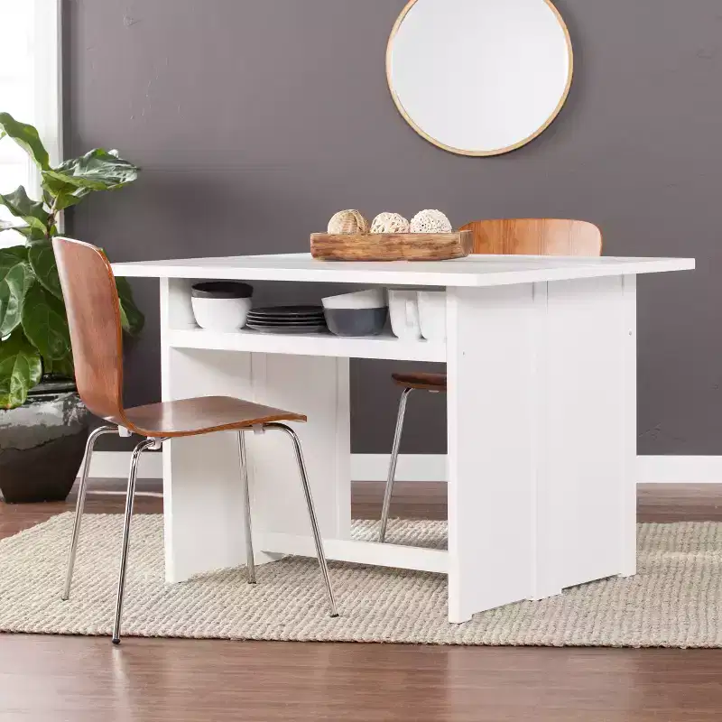 Kempsey Convertible Console-to-Dining Table - White - SEI