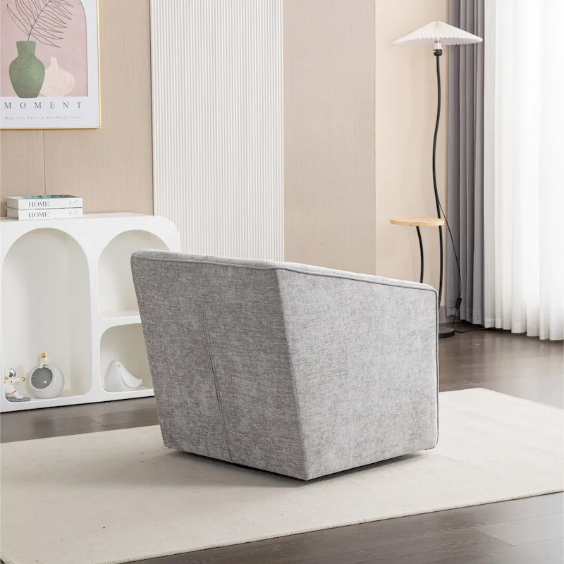 31 Chenille Upholstered Barrel Arm Chair with Swivel Base