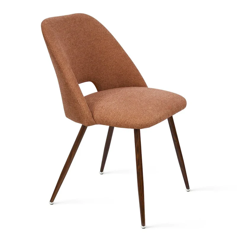 Upholstered Modern Cutout Back Dining Chair with Walnut LegSet of 4)