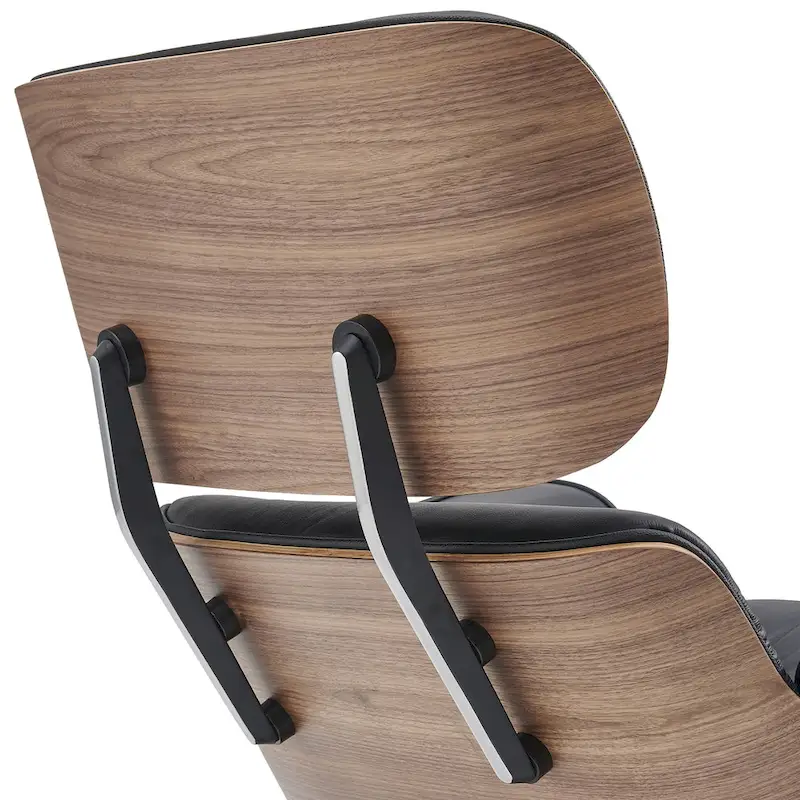 Mid-century Modern Lounger Real Leather Arm Chair and Ottoman Set