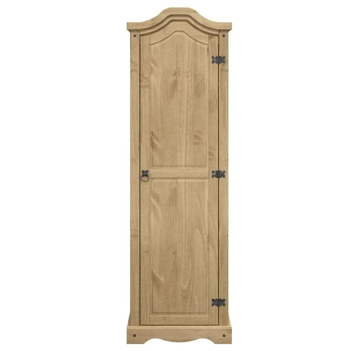Antique Brown / Gray Wash / White Wash Single-Door Hall Wardrobe, Solid Pine Wood