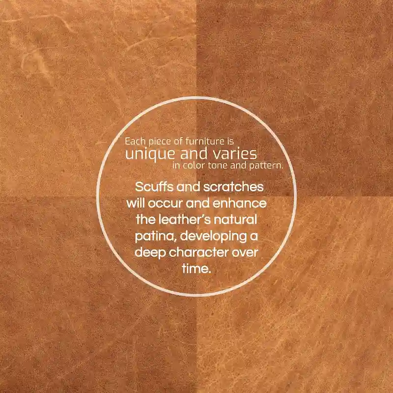 Poly & Bark Turin Ottoman in Cognac Tan with Wood Legs - Full Grain Genuine Italian Leather