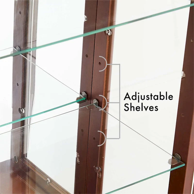 Curio Cabinet Lighted Curio Diapaly Cabinet with Adjustable Shelves