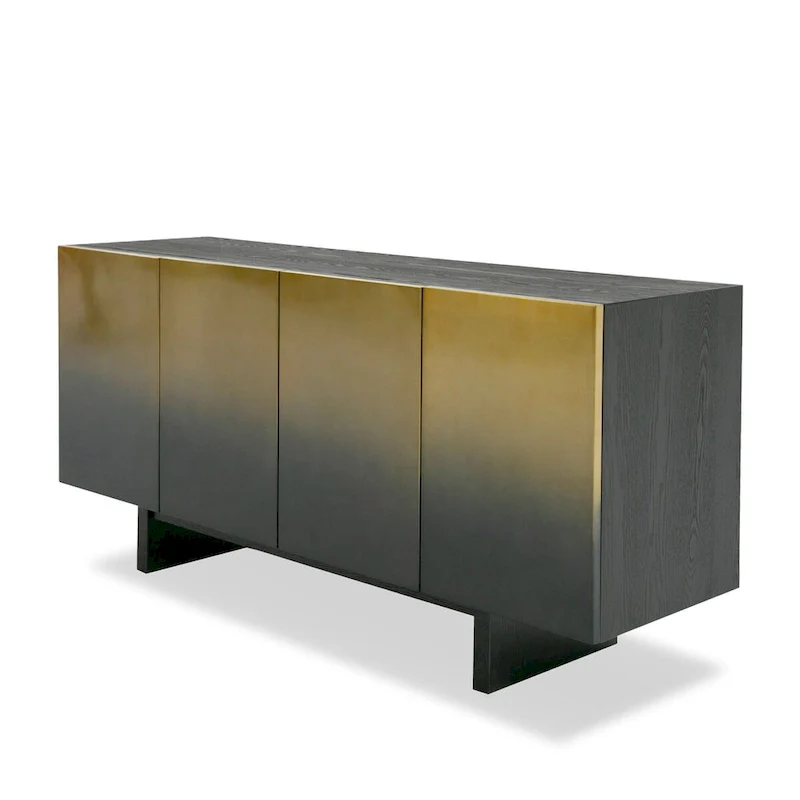 Black Ash & Gradient Stainless Steel Buffet Sideboard