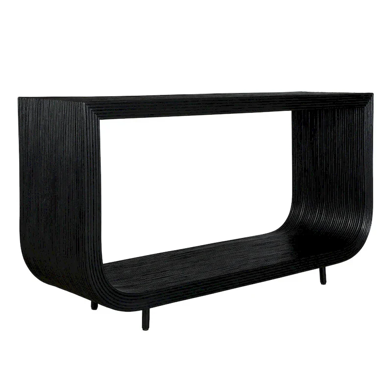 Compton Narrow Console Table with Metal Frame & Wood Shelf