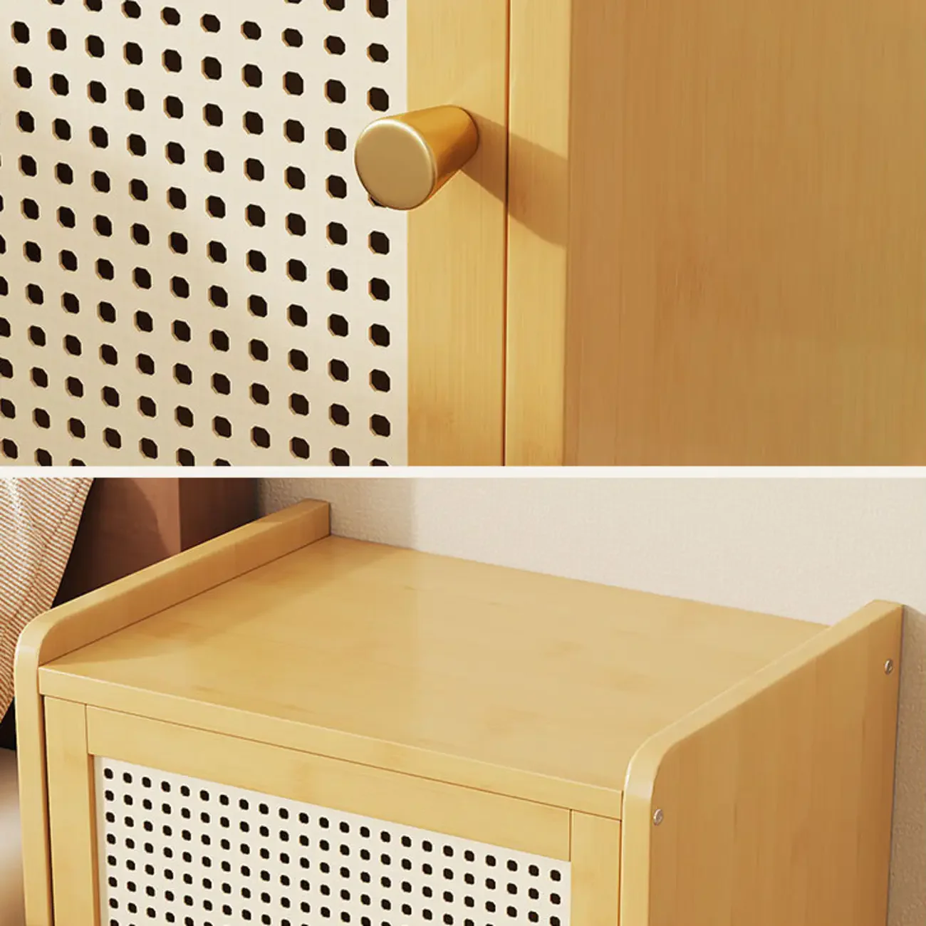 Scandinavian Bedside Table Natural Solid Wood Nightstand