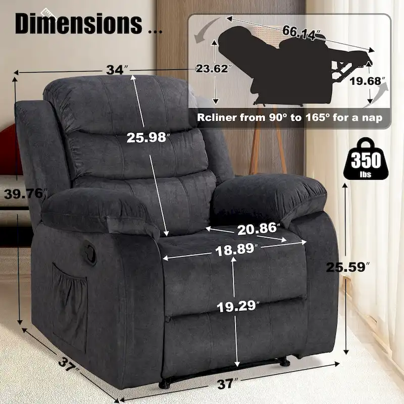 Soft Recliner Chair with Massage and Heat Function