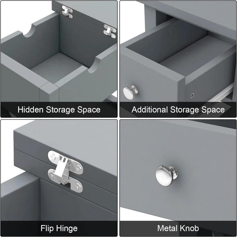 Material Flip Top Narrow End Table - 11D x 23.5W x 24H