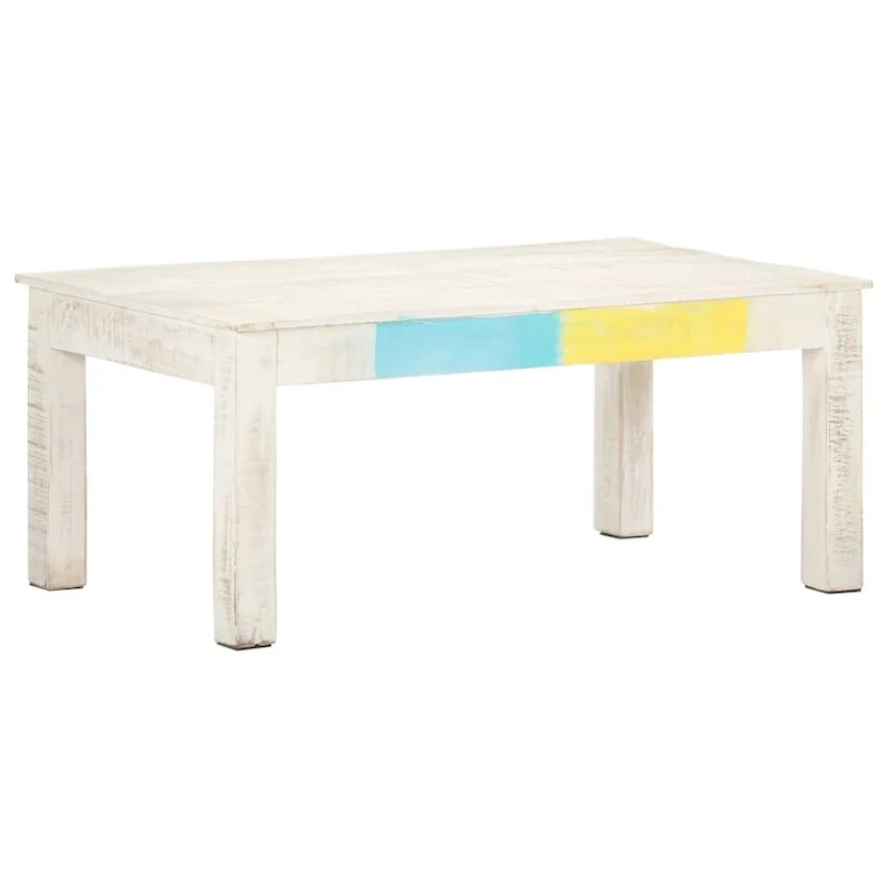vidaXL Coffee Table White 43.3x23.6x17.7 Solid Mango Wood