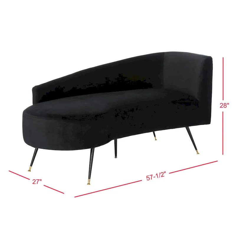 SAFAVIEH Helgrit Black/Gold Velvet Retro Glam Settee - 57.5  W x 27  D x 28  H - 58Wx27Dx28H