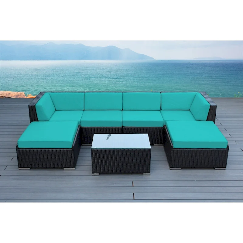 Ohana Black Wicker Outdoor 7-piece Conversation Set - No Assembly