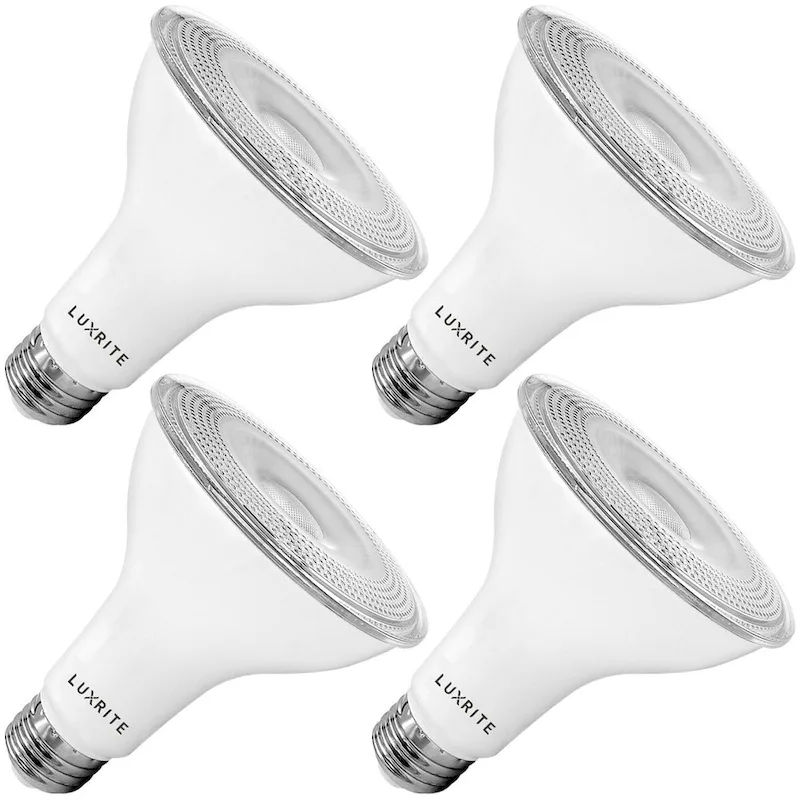 Luxrite 4 Pack LED PAR30 Flood Light Bulb 850 Lumens 11W Dimmable Wet Rated E26 Base UL Listed