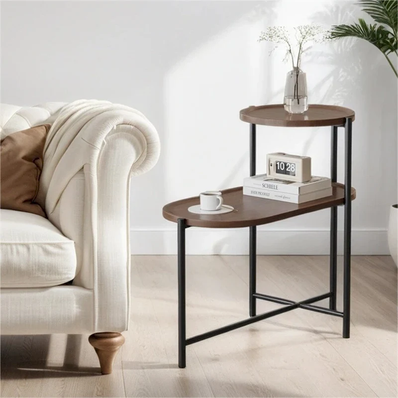 2-Tier Round End Table with Storage Shelf
