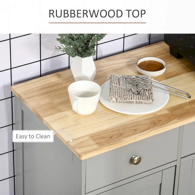 HOMCOM Modern Sideboard, Buffet Cabinet with Adjustable Shelves, Grey