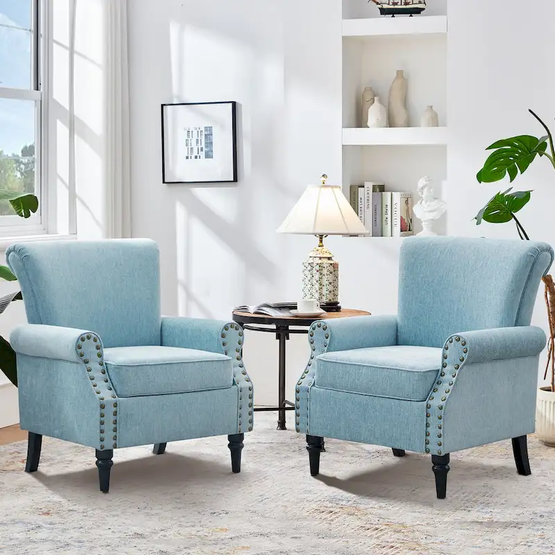 Classic Upholstered Accent Chair Set of 2