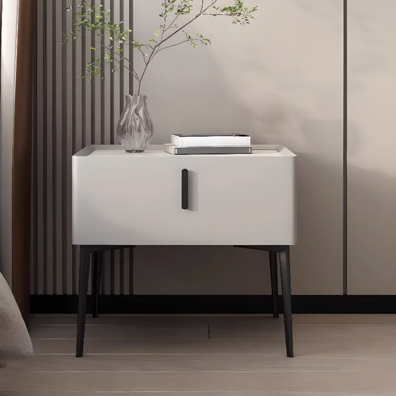 Modern Narrow Nightstand with Drawer