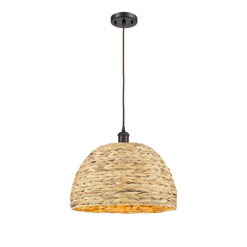 Innovations Lighting Woven Rattan - 1 Light 16  Cord Hung Pendant