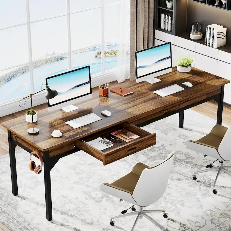 78.7 Inches Extra Long Computer Desk, Two Person Desk for Home Office