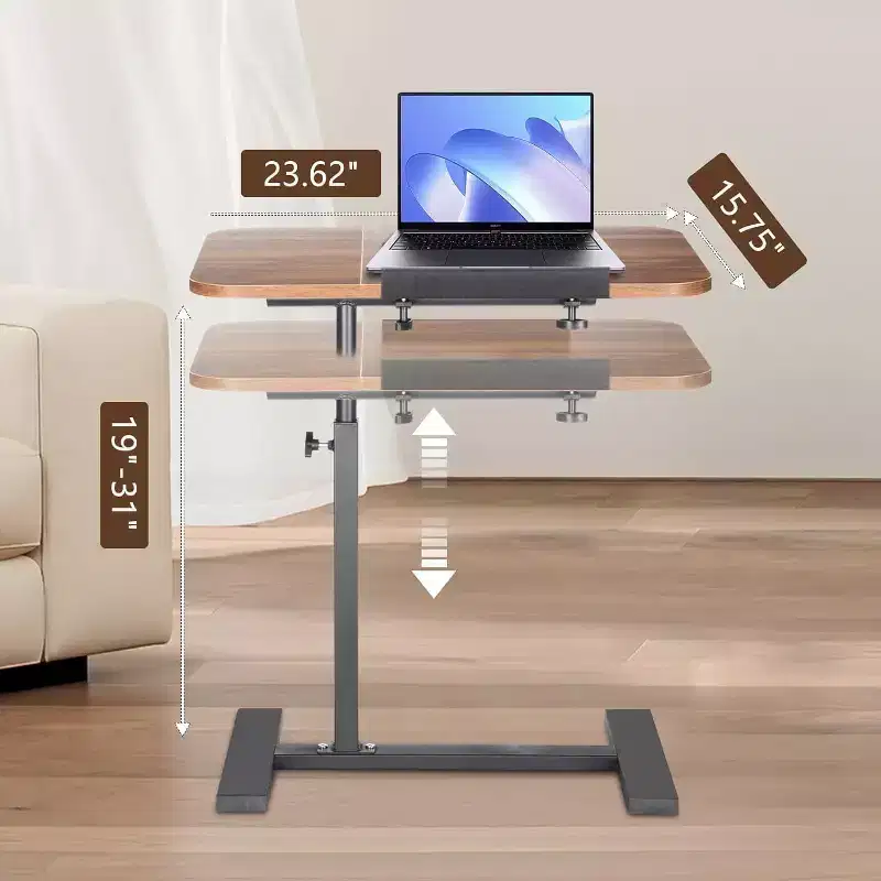 Adjustable Height Laptop Desktop, Tilting Desktop, Movable Table, Sturdy Metal Frame, Suitable for Home, Office, Sofa or Hospital