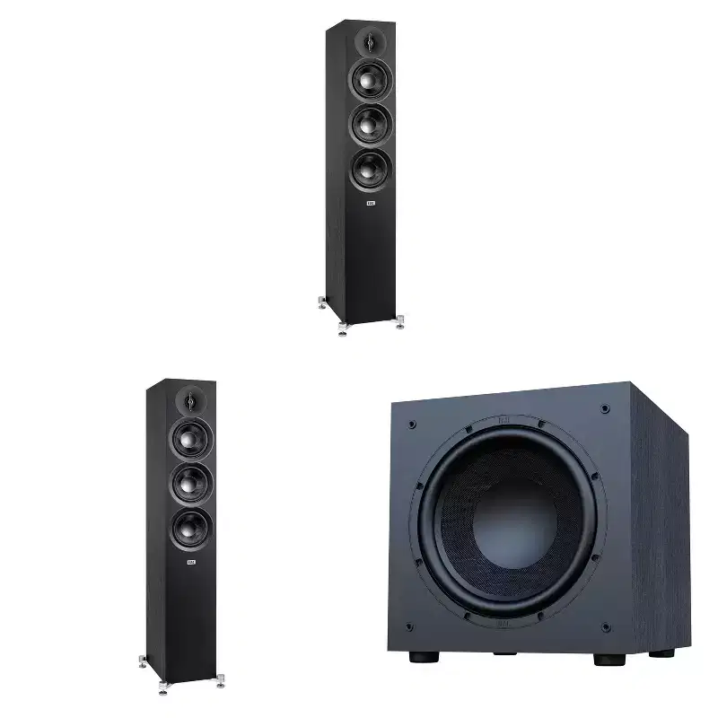 Elac Debut 3.0 Df53 Black Tower Speakers (Pair) With Debut 10 Inch Subwoofer