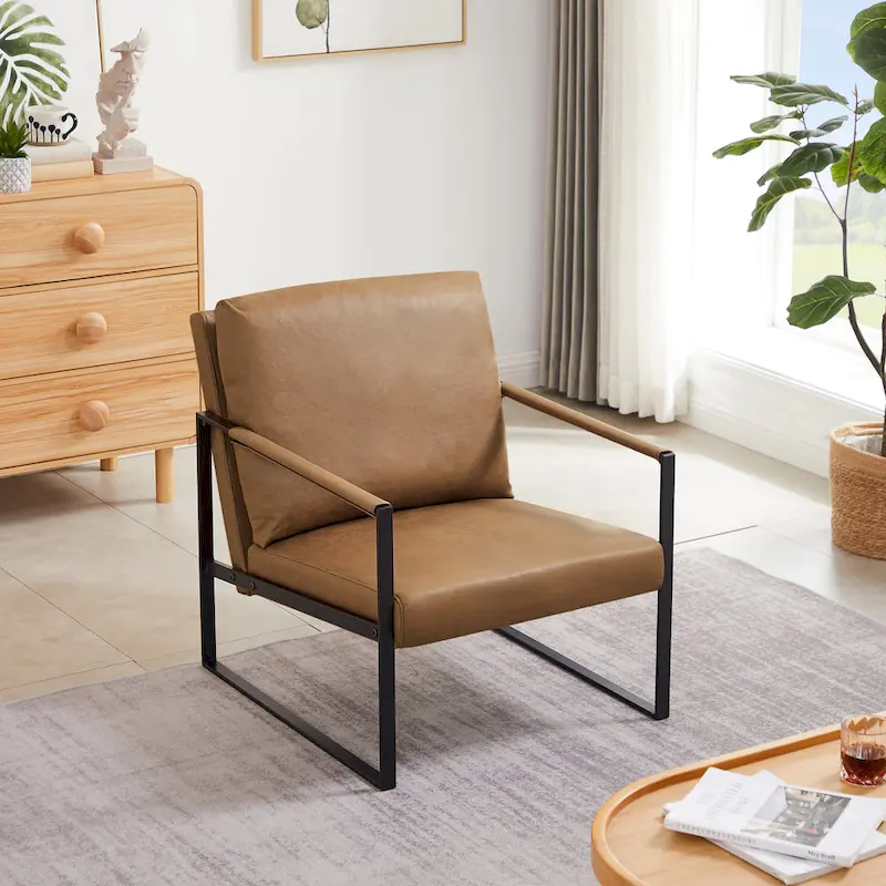 Gray / Orange / Black / Camel / Chocolate PU Leather Accent Armchair – 1-Person