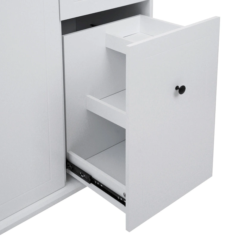 53.9 Width Rolling Kitchen Island with Drop Leaf and 3 Tier Pull Out Cabinet