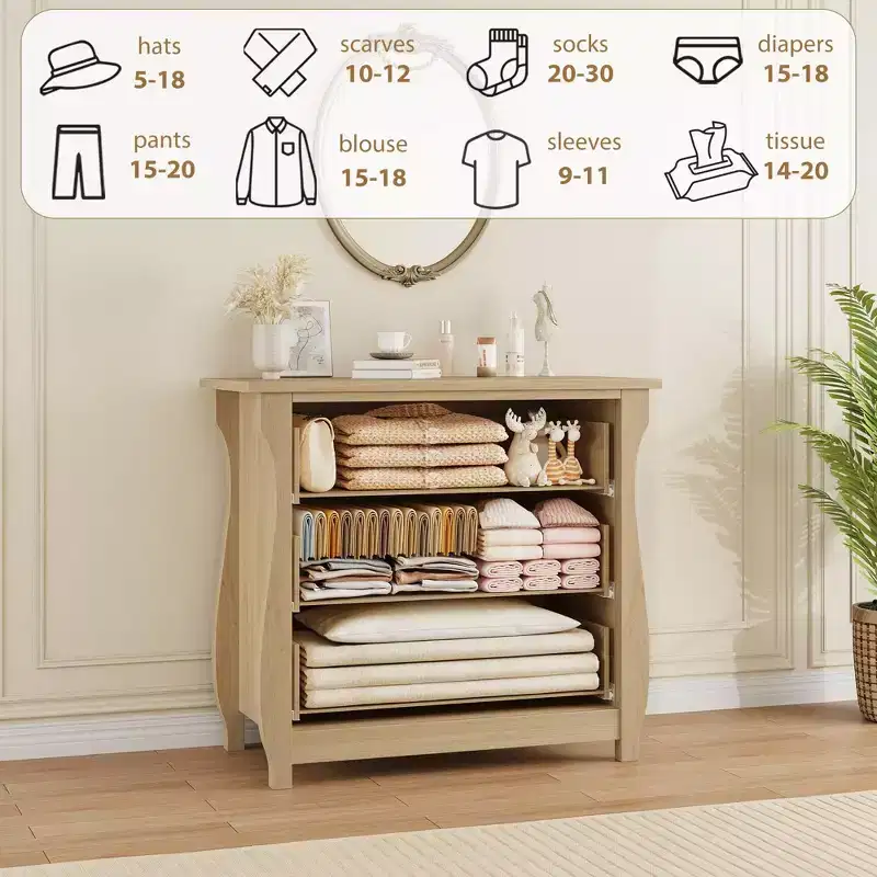 Vintage White French-Style Vertical 3-Drawer Fits Multi-Scenes Like Bedrooms, Hallways & Entryways