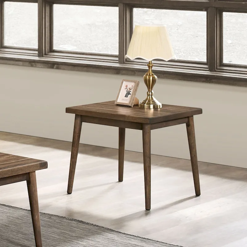 Mid-Century Walnut Solid Wood 24-Inch Side Table