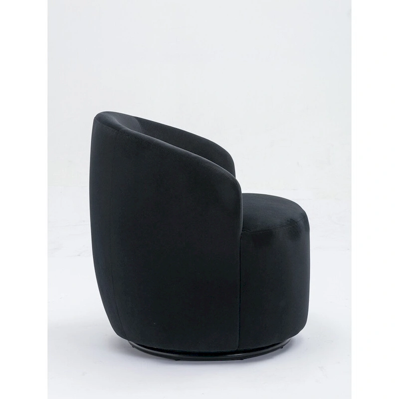 Velvet Fabric Swivel Barrel Chair with Black Powder Coating Metal Ring