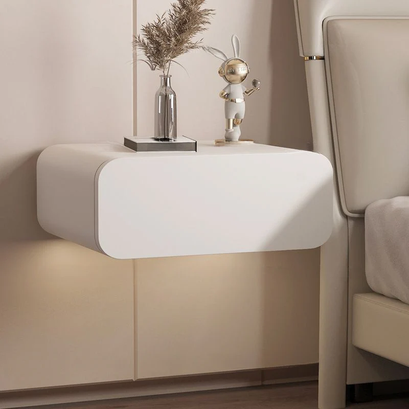 Modern Solid Wood Rock Slab Top Wall-Mounted Nightstand