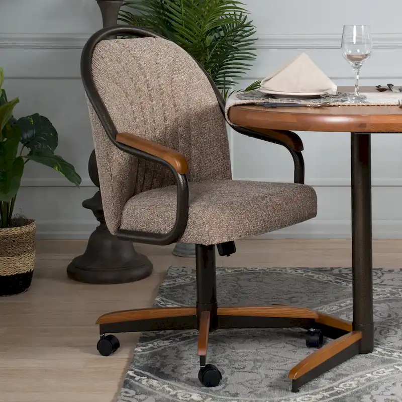 Casual Dining Barell Swivel and Tilt Rolling Dining Chair - 38Hx24Wx22D