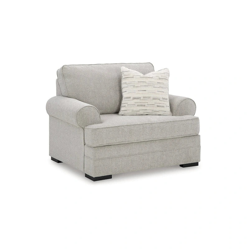 Oversized Chair 52W Gray Polyester Reversible Cushions High-Resiliency Foam Pillow Included