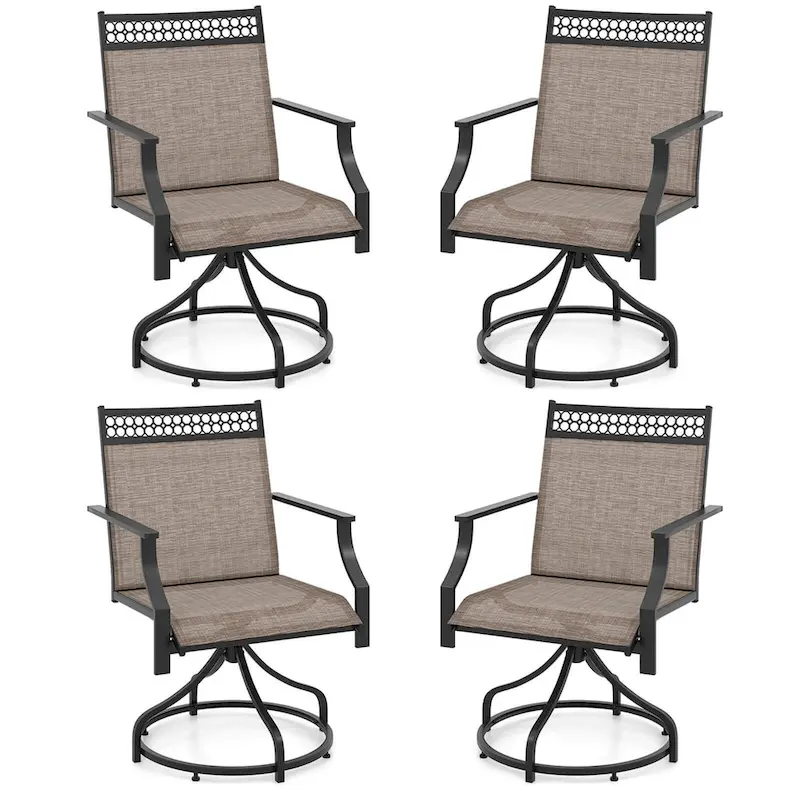 Costway Patio Swivel Dining Chairs Set of 4 with Quick-Drying Fabric - 4 PCS