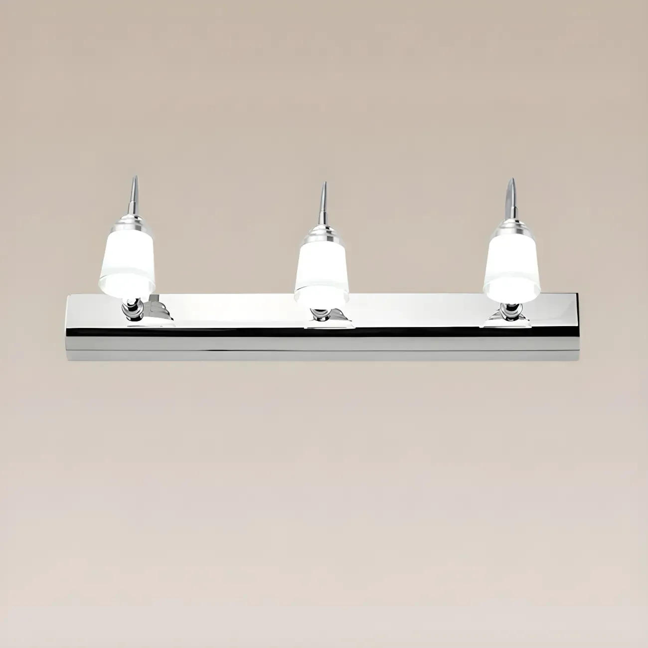 Modern Chrome LED Bathroom Vanity Light with White Shade
