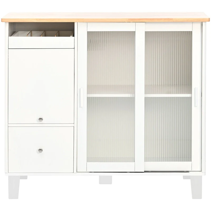 Kitchen Island with Drop Leaf, LED Light