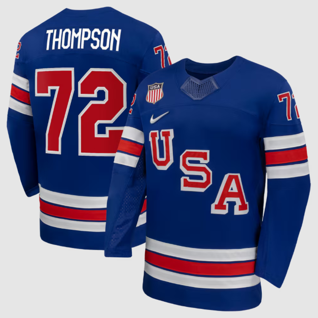 US Hockey Tage Thompson Royal 2026 Home Jersey