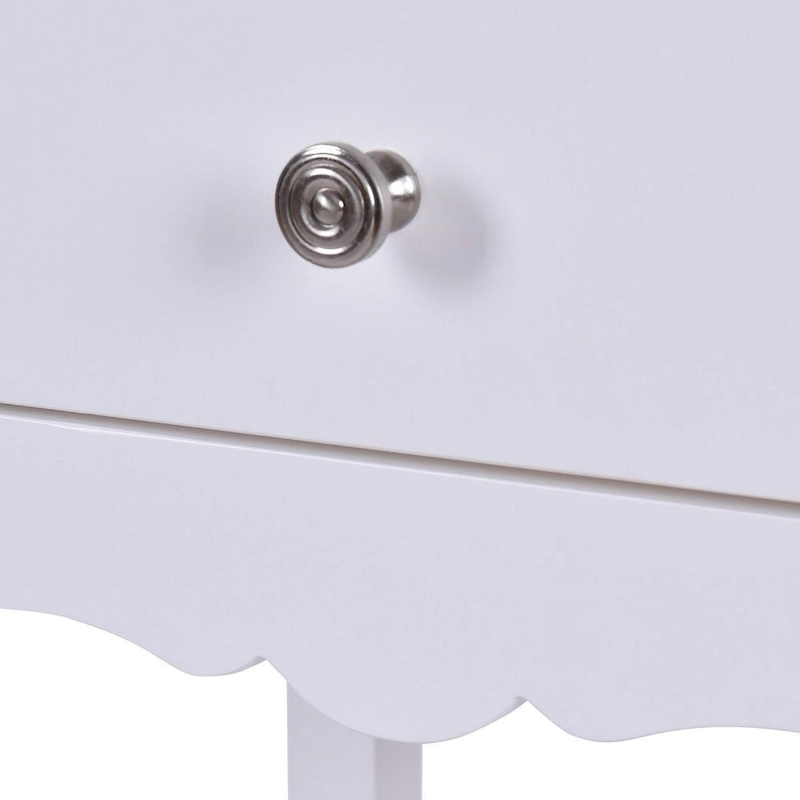 Side Table End Accent Table with 2 Drawers-White - 16.0 x 13.0 x 30.0 (L x W x H)