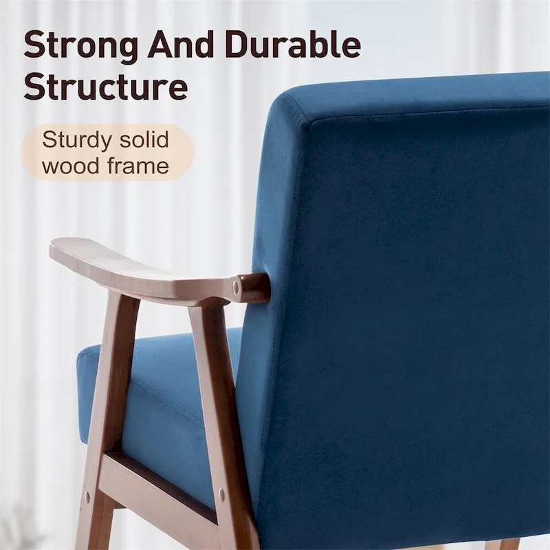 Mid-Century Modern Chair,Living Room Chair with Solid Wood Frame