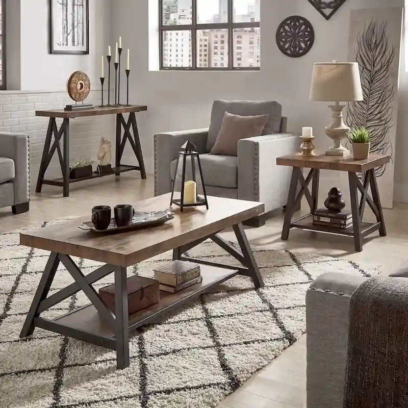 Bryson Rustic X-Base Accent Tables by iNSPIRE Q Classic