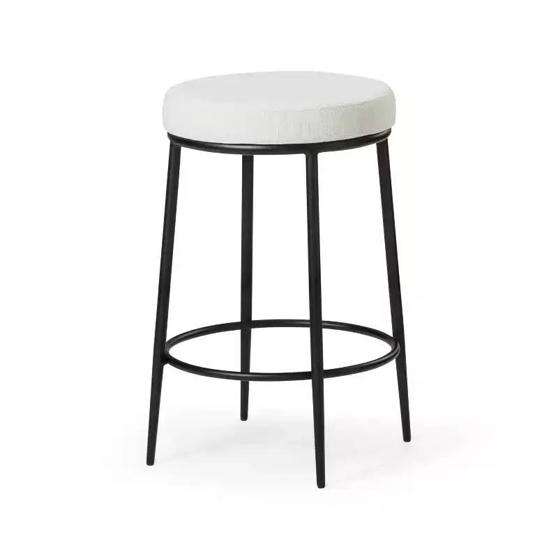 Maven Lane Stella Backless Metal Counter Stool with Fabric Upholstered Seat 26