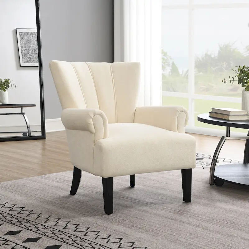 Beige Channel Back Armchair
